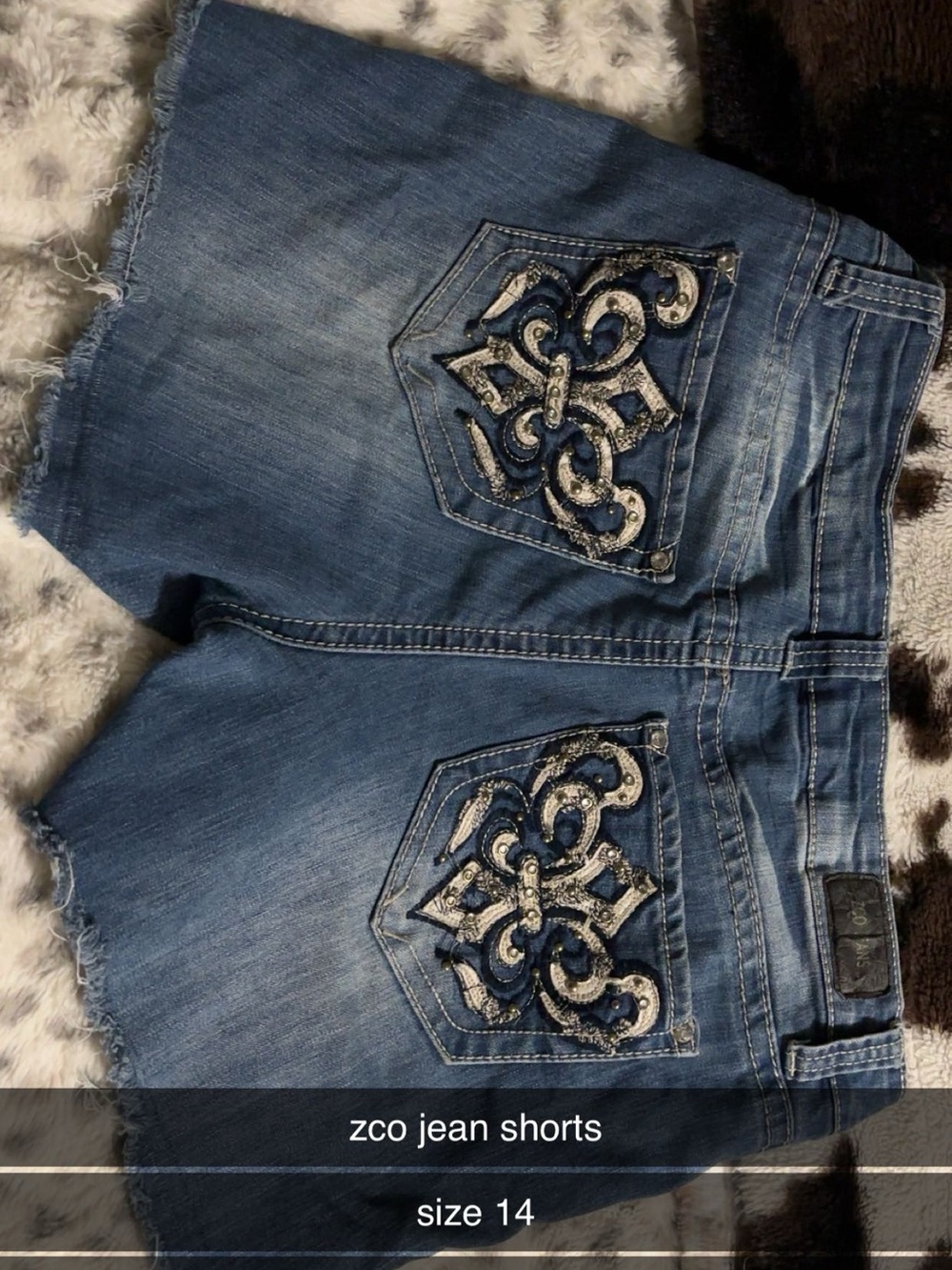 ZCO Blue Embellished Cropped Denim Shorts